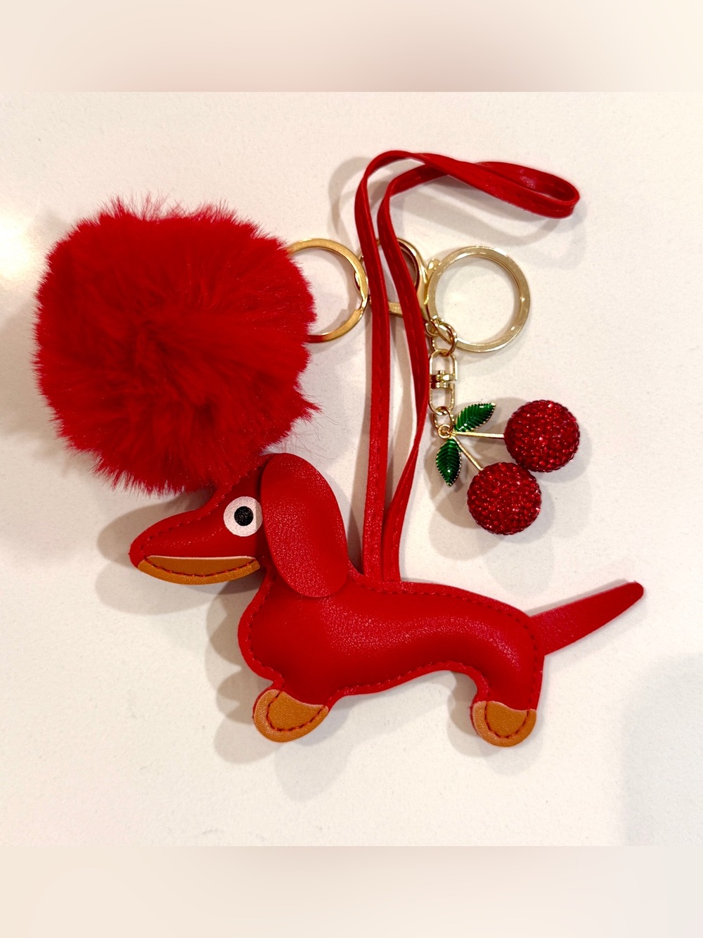 Dachsund, Cherries & Pom Bag Charm Bundle - Unbranded, New